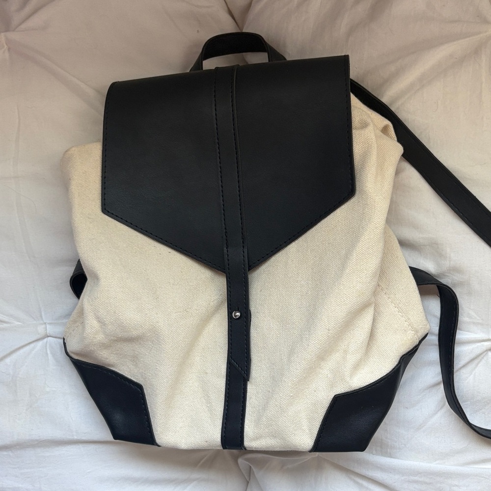 Elegant Black and Cream Women's Small Backpack